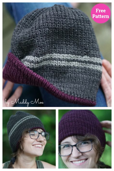 Double Thick Knit Hat Pattern, Sock Yarn Hat, Hat Free Knitting Pattern, Beanies Knitted, Reversible Beanie, Beanie Knitting Patterns Free, Beret Pattern, Knit Beanie Pattern, Cowl Knitting