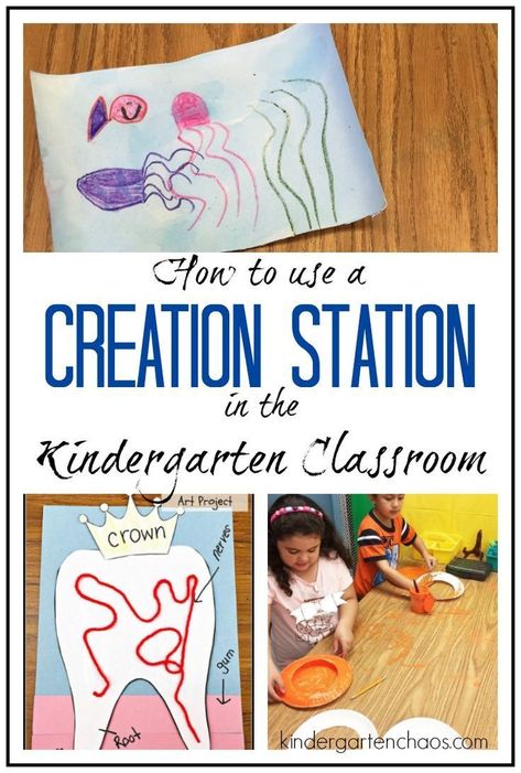 Play Based Kindergarten, Kindergarten Classroom Setup, Purposeful Play, Kindergarten Art Projects, Creation Station, Classroom Art Projects, Back To School Crafts, Kindergarten Centers, Homeschool Kindergarten