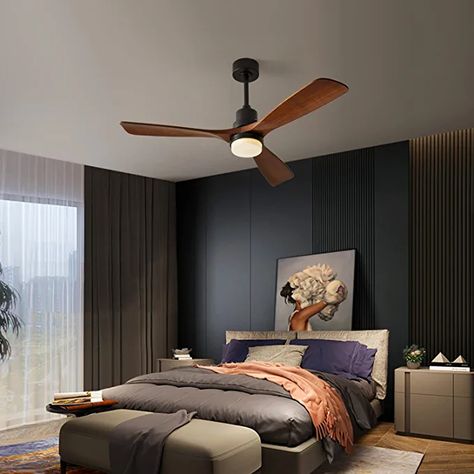 Chriari Ceiling Fans with Lights, 3 Wood Fan Blades, 52" Black Modern Ceiling Fan with Remote Control, Noiseless Reversible DC Motor for Bedroom/Living Room/Study/Patio - - Amazon.com Modern Interior Design Living Room, Living Room Ceiling Fan, Wood Ceiling Fans, Ceiling Fan Bedroom, Ceiling Fans With Lights, Fans With Lights, Best Ceiling Fans, Black Ceiling Fan, Living Room Study