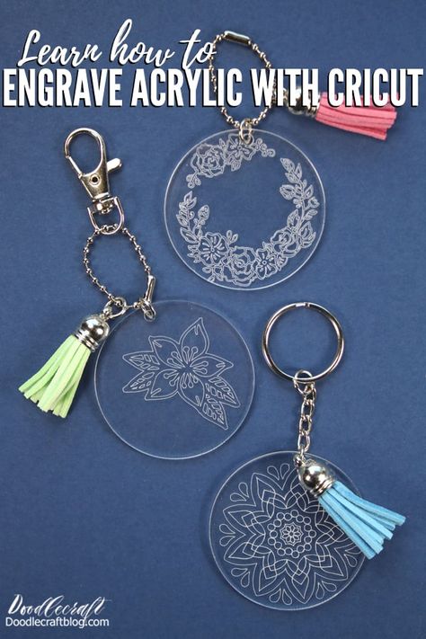 How to Engrave Acrylic Keychains with Cricut Maker Cricut Mat, Projets Cricut, Space Jewelry, Engraving Tools, Cricut Projects Beginner, Acrylic Keychains, Engraved Keychain, Keychain Design, Diy Cricut