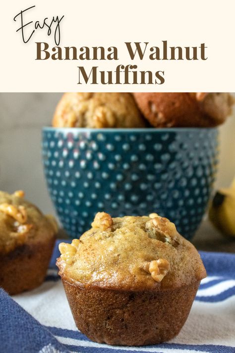 Dive into the mouth-watering world of Easy Banana Walnut Muffins—the perfect blend of ripe bananas and crunchy walnuts wrapped in a moist, golden-brown muffin that will make your taste buds sing. #peacockbaking Banana And Walnut Muffins, Chocolate Walnut Fudge, Banana Walnut Muffins, Peanut Butter Muffins, Walnut Fudge, Walnut Muffins, Peanut Butter Banana Muffins, Spice Muffins, Pumpkin Spice Muffins