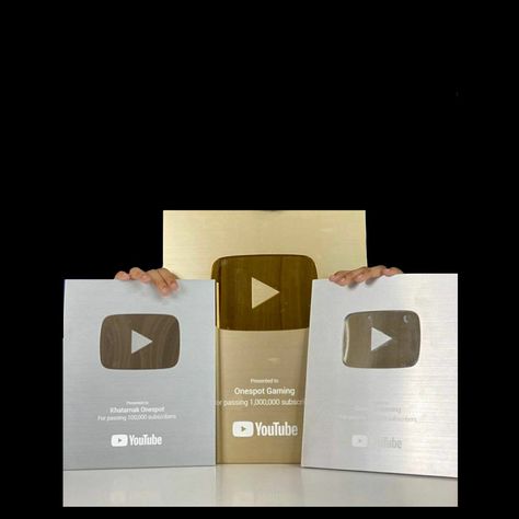 Silver and Golden play button Silver play button for editing Golden play button for editing YouTube play button for editing Youtube Golden Play Button, Youtube Plaque Aesthetic, Golden Play Button, Youtube Plaque, Silver Play Button, Youtube Play Button, Career Vision Board, फोटोग्राफी 101, Youtube Success