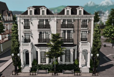 Amelie | bietet content for the sims 4 | Patreon Cottage Apartment Exterior, Sims 4 Brownstone Build, Townhome Sims 4, Sims 4 Brooklyn Apartment, Sims 4 Maxis Match House Download, Sims 4 Brick Cc, Sims 4 Britechester Build, Sims 4 New York Apartment, 1020 Alto Apartments Sims 4