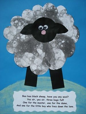 Adorable craft for the Nursery Rhyme Baa Baa Black Sheep Nursery Rhymes Preschool Crafts, Nursery Rhyme Art, Rhyming Preschool, Nursery Rhyme Crafts, Lamb Craft, Nursery Rhymes Preschool, Nursery Rhyme Theme, Nursery Rhymes Activities, Baa Baa Black Sheep