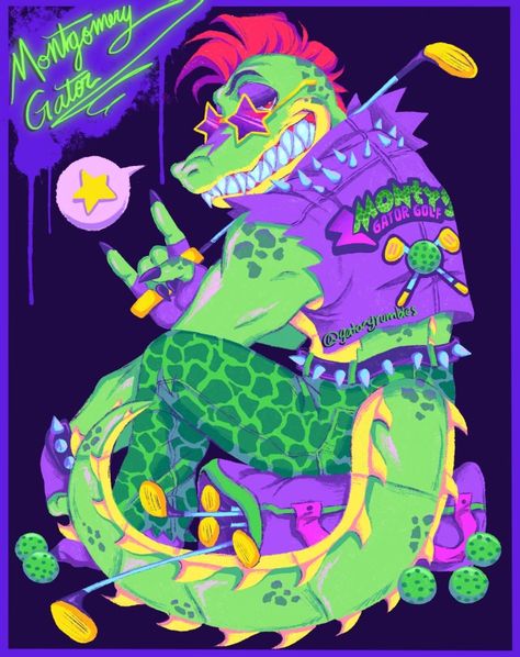 Fnaf Glamrock Happy Frog, Fnaf Security Breach Monty Fanart, Cool Fnaf Art, Montgomery Gator Fanart, Monty Gator Fanart, Security Breach Monty, Freddy Fazbear Fanart, Fnaf Monty, Circus Stickers