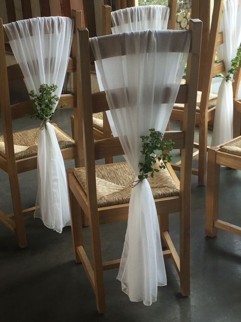 Tool On Chairs Wedding, Wedding Chair Sashes, Wedding Chair Decorations, Chair Sash, Chair Covers Wedding, Weddings By Color, Wedding Chair, Chair Sashes, Anniversary Decorations