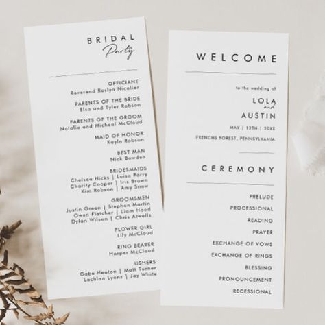 $2.94 | Modern Minimalist Wedding Program #simplistic white black calligraphy font, minimal abstract bohemian chic script, formal contemporary typography ss012, elegant ceremony program, boho order of service, minimalist order of events, simple printed program, luxury church program, modern double-sided program, unique wedding Wedding Program With Seating Chart, Contemporary Typography, Order Of Events, Black Calligraphy, Black Color Palette, Modern Minimalist Wedding, Order Of Service, Chic Bohemian, Ceremony Programs