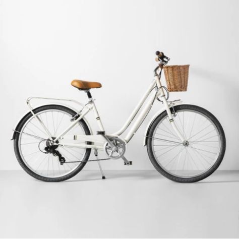 New Hearth & Hand with Magnolia Collection | All Things Target Wicker Bicycle Basket, Sepeda Retro, Bike With Basket, Magnolia Collection, White Bike, Cycling City, Bicycle Basket, Hearth & Hand With Magnolia, Speed Bicycle