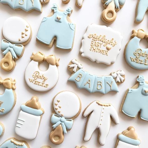 Adorable baby shower cookie ideas by @ninamariesweetdesigns! Winter Baby Shower Cookies For Boy, Baby Boy Shower Cookies Decorated, Galletas Baby Shower Boy, Gateau Baby Shower Garcon, Pacifier Cookies, Baby Shower Cupcake Cake, We’re Expecting Cookies, Baby Shower Desserts Boy, Baby Boy Cookies