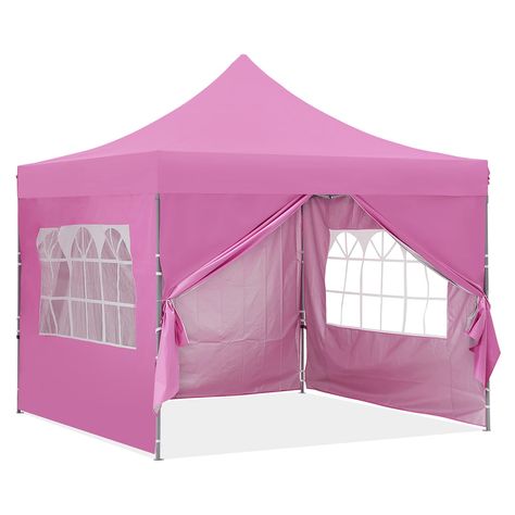 PRICES MAY VARY. 【MULTIPLE USE OCCASIONS】This canopy tent has 4 removable side walls, which is suitable for festival, party, wedding, outdoor sports, beach and backyard events 【THREE ADJUSTABLE HEIGHT SETTINGS】There are three height settings you could adjust. Canopy Tent Straight Leg with Three Height Settings by Each 3.12", Top Height 10.8 Ft. 【CANOPY COVERAGE】10ft x10ft Pop Up Canopy with straight legs provides around 100 square feet of shade coverage, big enough for about 8 or 10 people to si Pop Up Canopy Tent, Canopy Tent, Canopies, Pop Up, Tent, Pink