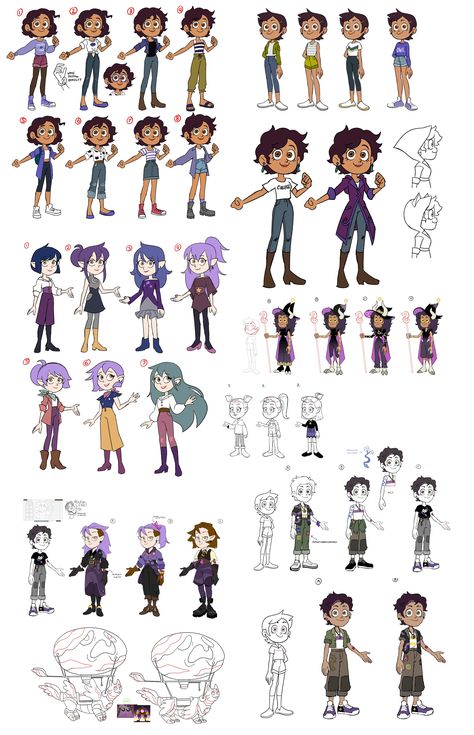 The Owl House Luz Reference, The Owl House Crew Art, The Owl House Reference Sheet, The Owl House Luz Staff, Luz Noceda Character Sheet, The Owl House Outfits Ideas, Luz Noceda Concept Art, Toh Character Design, The Owl House Development Drawings