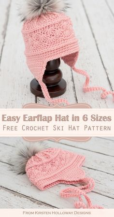 Baby Crochet Hat With Earflaps, Crochet Hats With Earflaps, Magic Circle Hat Crochet, Kristen Holloway Designs, Crochet Infant Hats Free Pattern, Crochet Toddler Hats, Crochet Baby Things, Crochet Earflap Hat Pattern, Ski Hat Crochet