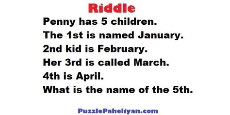 Penny Has 5 Children Riddle Answer - Puzzle Paheliyan Confusing Riddles With Answers, Tricky Riddles, The Riddle, Very Interesting, Brain Teasers, Jokes Quotes, Riddles, Kid Names, Christmas Wreath