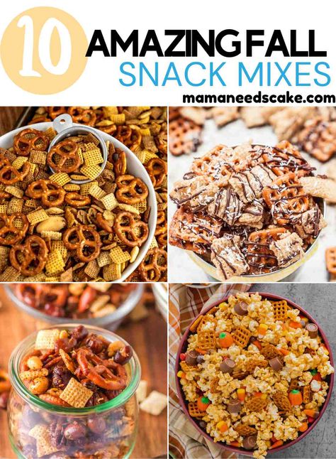 Healthy Fall Snack Mix Recipes, Peanut Butter Snack Mix Recipes, Savory Snack Mixes For A Crowd, Autumn Trail Mix Ideas, Healthy Fall Trail Mix Recipe, Cajun Snack Mix Recipe, Fall Snack Mix Ideas, Fall Trail Mix Recipe, Fall Snack Mix Recipes