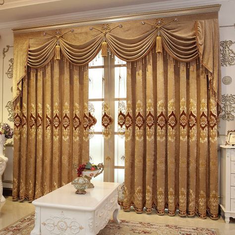 Rosdorf Park Segrest Polyester Semi-Sheer Curtain Panel & Reviews | Wayfair Tulle Waterfall, European Bedroom, Valances For Living Room, Waterfall Valance, Chenille Curtains, Thick Curtains, Gold Curtains, Curtain Length, Sheer Curtain Panels