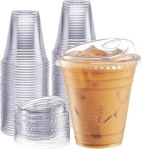 Comfy Package [12 oz. - 100 Sets Crystal Clear Plastic Cups With Strawless Sip-Lids Disposable Lids, Plastic Cup With Straw, Iced Coffee Cups, Clear Plastic Cups, To Go Coffee Cups, Healthy Yogurt, Cups With Lids, Clear Cups, Iced Coffee Cup