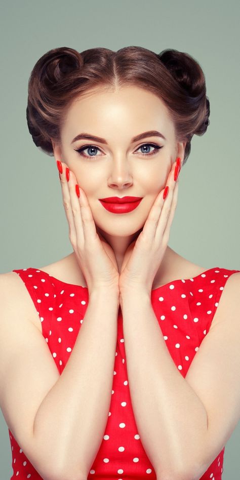 Red lips, makeup, smile, woman model, 1080x2160 wallpaper Eyeliner Designs, Red Lipstick Makeup, 1940s Hairstyles, Red Lip Makeup, Lipstick Makeup, Red Lipstick, Girl Face, Beauty Face, Beauty Photography