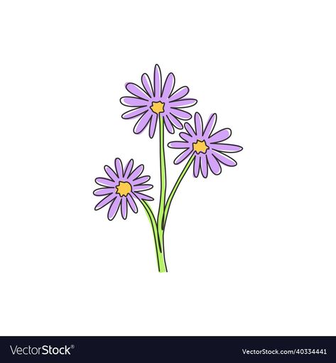 Aster Flower Painting Easy, Aster Flower Drawing Simple, Aster Drawing Simple, Aster Flower Drawing, Aster Drawing, Adobe Illustrator Art, Easy Flower Drawings, Small Doodle, Aster Flower