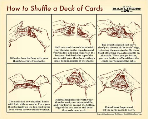 How To Shuffle Cards, A Deck Of Cards, Art Of Manliness, Survival Life Hacks, Card Tricks, Man Up, Marca Personal, The More You Know, Survival Tips