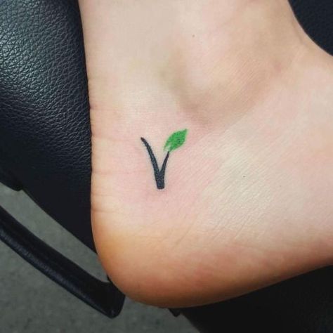 Vegetarian Tattoo, Vegan Tattoos, Vegan Symbol, V Tattoo, Vegan Tattoo, Small Girl Tattoos, Tattoo Feminina, Subtle Tattoos, English Tattoo