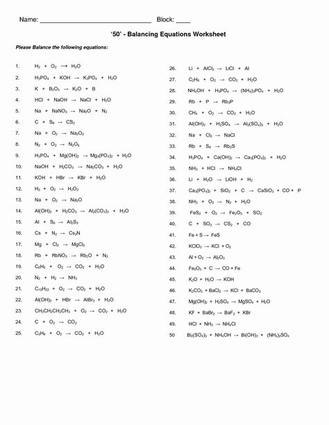 Worksheet Design, Balancing Chemical Equations, Equations Worksheets, Chemical Equations, Literal Equations, Dimensional Analysis, Balancing Equations, Writing Equations, Chemistry Worksheets