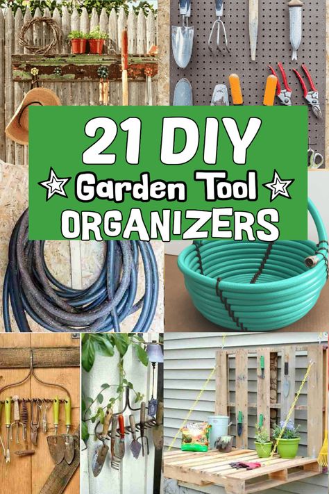 Garden Tool Organizers - 21 Garden Tool Organization Ideas Racks For Garden Tools, How To Hang Garden Tools, How To Store Garden Tools, Pallet Garden Tool Holder, Garden Supply Organization, Garden Tool Storage Ideas Small Spaces, Diy Garden Tool Holder, Garden Tools Organization Ideas, Garden Tool Organization Ideas