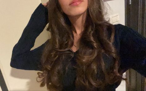 Brown Hair 90s Blowout, Long Blowout Hair, Blowout On Long Hair, Brown Blowout, Hairstyle Blowout, Blowout Hairstyle, Fall Goals, Hair Blowout, Brazilian Blowout