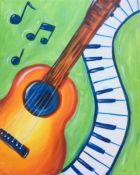 Music Painting Ideas, Lover Painting, Music Art Painting, Online Painting Classes, Music Painting, Painting Party, Painting Easy, Paint And Sip, Painting Gallery