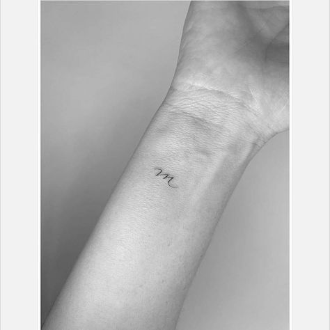 Cursive M Tattoo, Letter M Tattoo, Letter Tattoos On Hand, Tattoos For Wrist, Letter M Tattoos, Small Letter Tattoo, Minimalist Lettering, Latin Script, M Tattoo