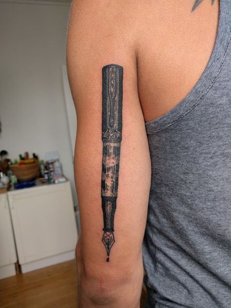 Calligraphy Pen Tattoo, Fountain Pen Tattoo, Vine Tattoo, Pen Tattoo, Vine Tattoos, Calligraphy Pen, Tattoo Artwork, Calligraphy Pens, Forearm Tattoo