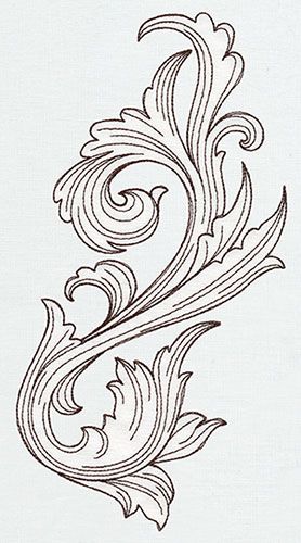 Miniature Menagerie Engraved Flourish design (UT6543) from UrbanThreads.com Motif Arabesque, Filigree Tattoo, Flourish Design, Leather Tooling Patterns, Tooling Patterns, Urban Threads, Leather Carving, Metal Engraving, Acanthus Leaf