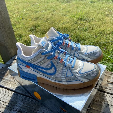 Off White By Virgil. Nike Dunks. Unc Rubber Dunks Size 11 Off White Converse, Nike Presto, Off White Shoes, White Shoes Sneakers, Mid Top Sneakers, White Converse, Black Leather Shoes, University Blue, Suede Sneakers