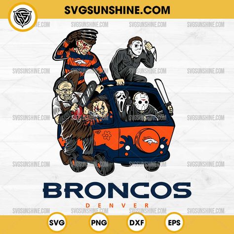 Horror Characters Denver Broncos SVG, NFL Football Halloween SVG Denver Broncos Svg, Denver Broncos Halloween, Football Halloween, American Embroidery, 49 Birthday, Valentine Embroidery, Easter Embroidery Designs, Halloween Embroidery Designs, Glass Wrap