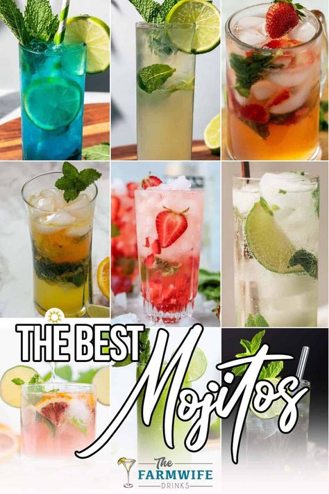 Why settle for a boring drink when you can sip on one of these 80+ Magnificent Mojitos? Give it a try and thank us later. Mojito Flavors, Mojito Jello Shots, Mango Mojito Recipe, Mojito Drinks, Strawberry Mojito Recipe, Non Alcoholic Mojito, Mojito Recipes, Pineapple Mojito, Raspberry Mojito