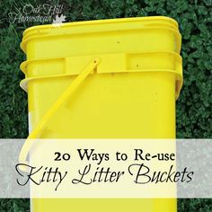 Repurposed Kitty Litter Buckets, Reuse Cat Litter Bucket, Cat Litter Bucket Ideas, Recycle Cat Litter Buckets, Cat Litter Container Ideas, Recycle Litter Containers, Cat Liter Container Ideas, Kitty Litter Bucket Repurpose, Tidy Cat Bucket Ideas