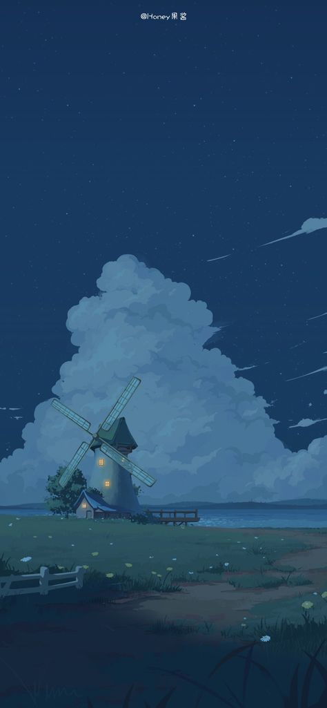 Studio Ghibli Night Sky, Castle In The Sky Background, Ghibli Background Aesthetic, Blue Wallpaper Ghibli, Ghibli Night Wallpaper, Turquoise Wallpaper Backgrounds, Kkchenwei Wallpaper, Anime Night Sky Aesthetic, Studio Ghibli Sky