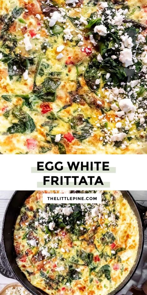 Egg whites and a few veggies are all you need for the delectably light and fluffy egg white frittata. Bonus: it's perfect for meal prep! Show off your cooking skills and whip up this healthy breakfast! Baked Egg White Frittata, Low Carb Egg White Recipes, Egg White Quiche Crustless, Spinach Egg White Frittata, Healthy Egg Frittata, Egg White Scramble Recipes, Keto Egg White Recipes, Eggwhite Frittata, Egg White Frittata Recipes