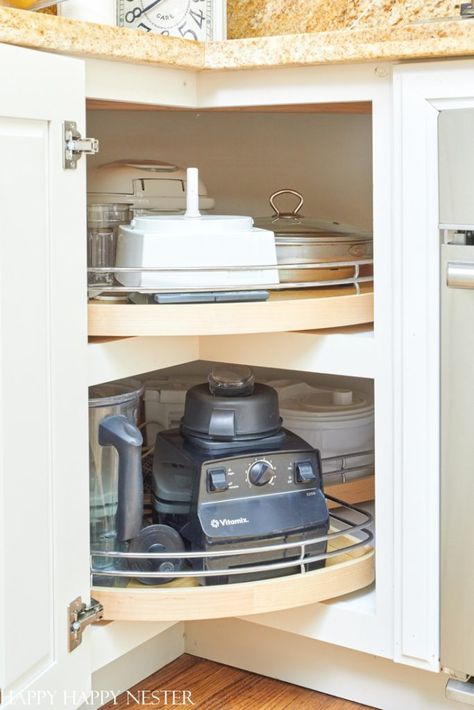 For years, I didn't know what to Do With Our Corner, Lazy Susan. I failed many times to organize this part of our kitchen. It took a few attempts at what to store in my lazy Susan, and I finally figured out what worked best. The solution is an easy one, and I share why it works. Organizing Lazy Susan Cabinet, Lazy Susan Cabinet Ideas, Lazy Susan Storage Ideas, Kitchen Lazy Susan Ideas, Organize Lazy Susan Cabinet, Kitchen Lazy Susan Organization, Corner Cupboard Organization, Lazy Susan Kitchen Cabinet, Stylish Kitchen Ideas