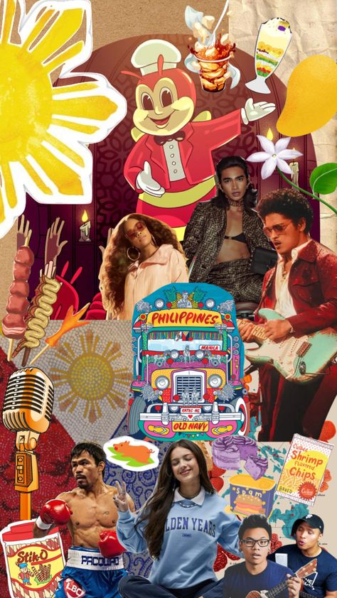 One for the culture 🇵🇭🫡 #filipino #collage #moodboard #aesthetic #oliviarodrigo #philippines Pop Culture Philippines, Phillipines Aesthetic Vintage, Filipino Art Aesthetic Wallpaper, Popular Culture In The Philippines, Philippine Poster Design, Philippine Popular Culture, Culture And Society Collage Philippines, Filipino Culture Collage, Vintage Filipino Aesthetic