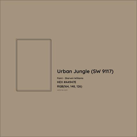 Sherwin Williams Urban Jungle (SW 9117) Paint color codes, similar paints and colors Sw 9117 Urban Jungle, Sherwin Williams Urban Jungle, Urban Jungle Sherwin Williams, Zyla Colors, Jungle Painting, Paint Color Codes, Analogous Color Scheme, Rgb Color Codes, Hexadecimal Color