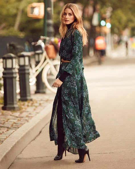 Style Icon Olivia Palermo is the New Face of Banana Republic Bohemian Autumn, Olivia Palermo Outfit, Extraordinary Fashion, Estilo Olivia Palermo, Olivia Palermo Lookbook, Chique Outfit, Long Green Dress, Basic Fashion, Olivia Palermo Style