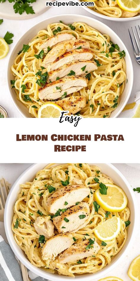 Looking for a refreshing twist on dinner? This Lemon Chicken Pasta Recipe brings vibrant flavors and healthy ingredients to your table. Perfect for busy weeknights, this dish is both satisfying and nutritious. Save this recipe for a delicious and wholesome meal you can make any time! Angel Hair Lemon Chicken Pasta, Lemon Chicken Over Angel Hair Pasta, Lemon Chicken Pasta Recipes Healthy, Macro Friendly Chicken Pasta, Lemon Herb Chicken Pasta, Hello Fresh Lemon Chicken Pasta, Lemon Chicken And Pasta Recipes, Lemon Chicken Noodles, Lemon Chicken Pasta Recipes Easy