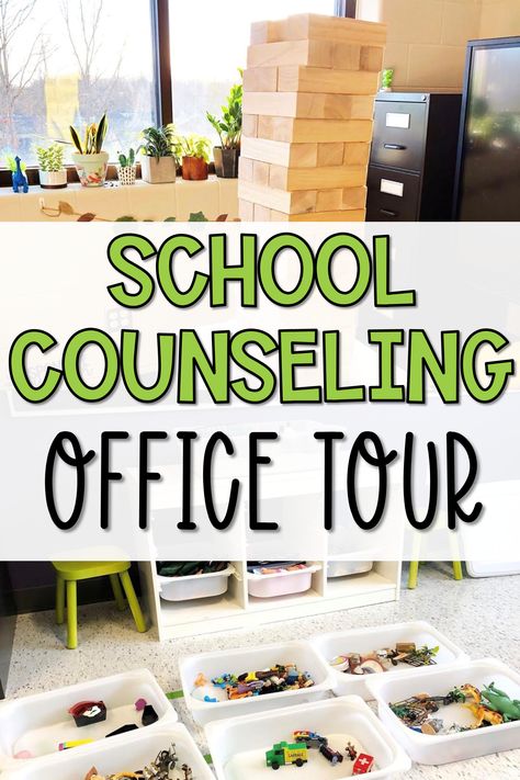 School Based Therapy Office, School Counselor Classroom Set Up, Middle School Counselor Office Decor, Middle School Counseling Office, School Counselor Office Setup, High School Counselors Office, School Counselor Room, Elementary School Counselor Office, School Counselor Classroom