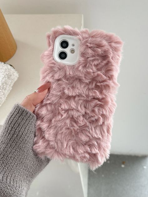 Plush Phone Case, Girl Headphones, Fluffy Phone Cases, Homemade Phone Cases, Diy Quilling Crafts, Book Cover Diy, Girl With Headphones, Pink Pouch, Stylish Iphone Cases