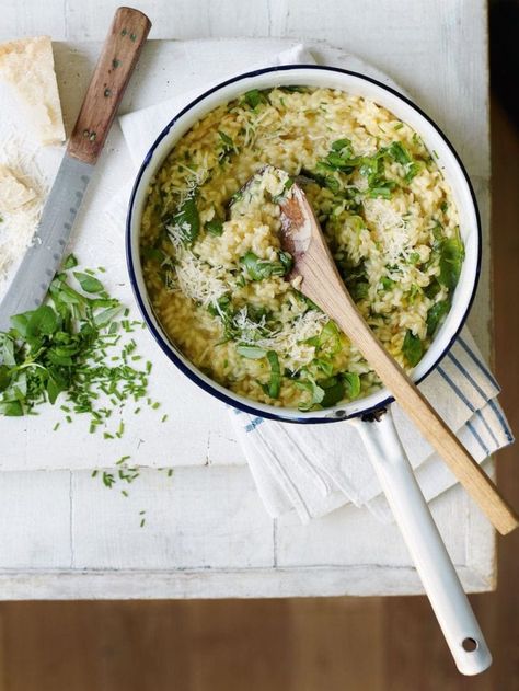 Spring herb risotto recipe | delicious. magazine Herb Risotto, Spring Herbs, Easy Risotto, Risotto Recipes Easy, Herbs Growing, Risotto Recipe, Spring Dinner, Delicious Magazine, Risotto Recipes