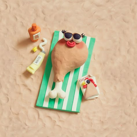 Plasticine addict, Italian illustrator Stefano Colferai, talks us through his childlike approach to design... Chicken On The Beach, Clay Animation, Animation Stop Motion, Doodle Characters, Found Object Art, Cute Polymer Clay, Clay Art Projects, Character Design Animation, Play Doh