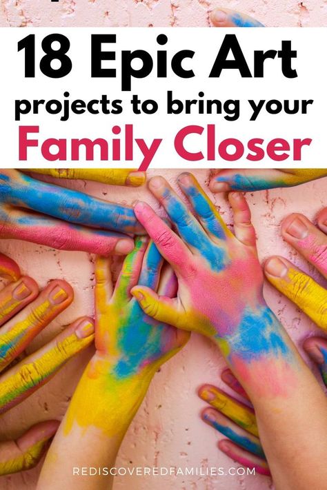 8 collaborative art projects for kids and parents to do together. All these activities are easy to prepare and don't need special supplies. Click through to get inspired. It's time to get creative! Projects To Do With Kids, Collaborative Art Projects For Kids, Family Therapy Activities, Family Art Projects, Group Art Projects, Family Artwork, Preschool Art Projects, Collaborative Art Projects, Easy Art For Kids