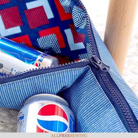 DIY 6 Can Cooler Sleeve Carrier Pattern, Beer Sleeve, Travel Project, Travel Sewing, Anchor Embroidery, Free Sewing Patterns, Cool Sleeves, Summer Projects, Cooler Bag