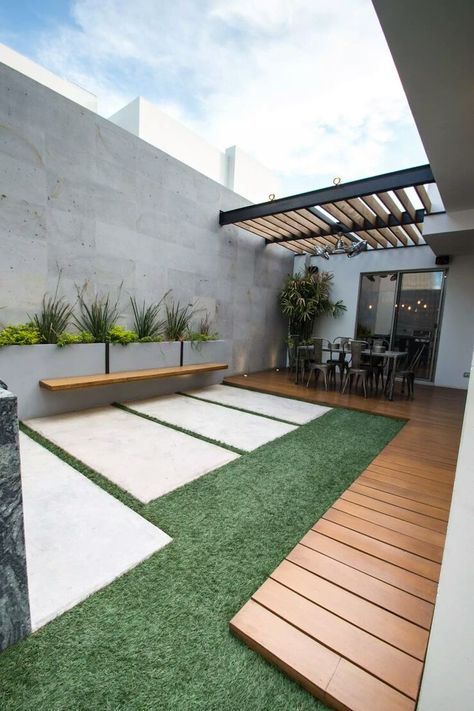 Small Patio Ideas On A Budget, Moderne Have, Small Patio Design, Modern Patio Design, Pelan Rumah, Concrete Patios, Courtyard Design, Desain Lanskap, Design Building