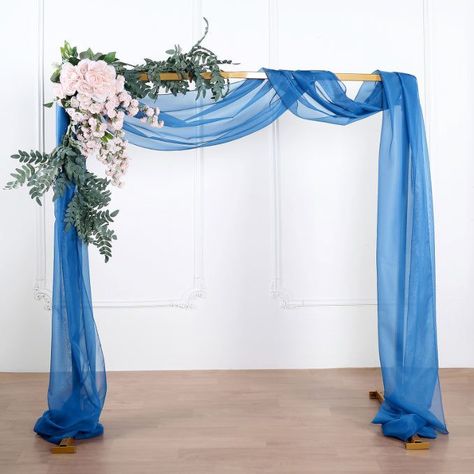 Engulf yourself in elegance and love with a mesmerizing blue wedding backdrop that captures pure charm. Photo Decorations, Wedding Drapery, Wedding Arch Draping, Arch Draping, Scarf Valance, Draping Wedding, Window Scarf, Curtain Backdrops, Draping Fabric